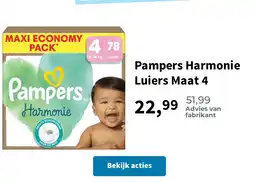 Plein.nl Pampers Harmonie Luiers Maat 4 aanbieding