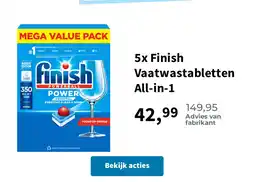 Plein.nl 5x Finish Vaatwastabletten All-in-1 aanbieding