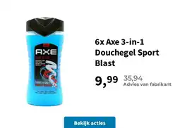 Plein.nl 6x Axe 3-in-1 Douchegel Sport Blast aanbieding