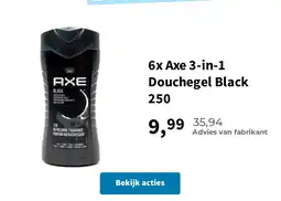 Plein.nl 6x Axe 3-in-1 Douchegel Black 250 aanbieding