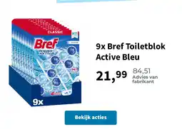 Plein.nl 9x Bref Toiletblok Active Bleu aanbieding