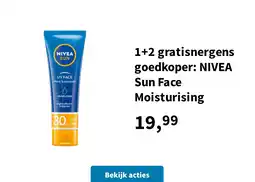 Plein.nl 1+2 gratisnergens goedkoper: NIVEA Sun Face Moisturising aanbieding