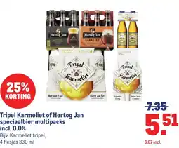 Makro Tripel Karmeliet of Hertog Jan speciaalbier multipacks incl. 0.0% aanbieding