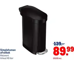 Makro Simplehuman afvalbak aanbieding