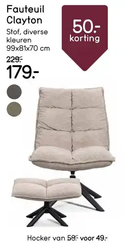 Leen Bakker Fauteuil Clayton aanbieding