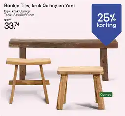 Leen Bakker Bankje Ties, kruk Quincy en Yani aanbieding
