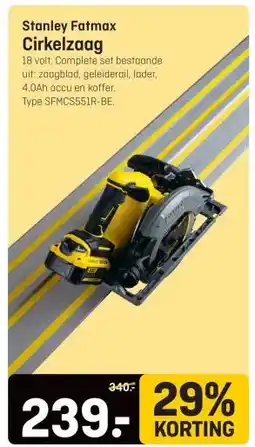 Hubo Stanley Fatmax Cirkelzaag aanbieding