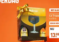 Gall & Gall La Trappe Cadeauverpakking met Glas 4X33CL aanbieding