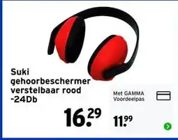 GAMMA Suki gehoorbeschermer verstelbaar rood -24Db aanbieding