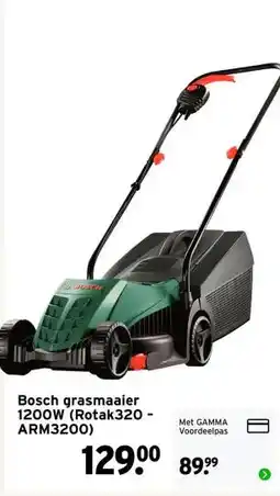 GAMMA Bosch grasmaaier 1200W aanbieding