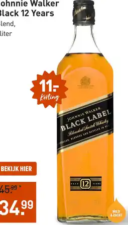 Gall & Gall Johnnie Walker Black 12 Years 100CL aanbieding