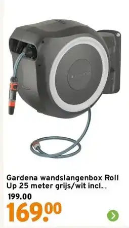 GAMMA Gardena wandslangenbox Roll Up 25 meter grijs/wit incl. tuinspuit aanbieding