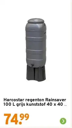 GAMMA Harcostar regenton Rainsaver 100 L grijs kunststof 40 x 40 x 126 cm aanbieding