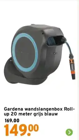 GAMMA Gardena wandslangenbox Roll-up 20 meter grijs blauw aanbieding