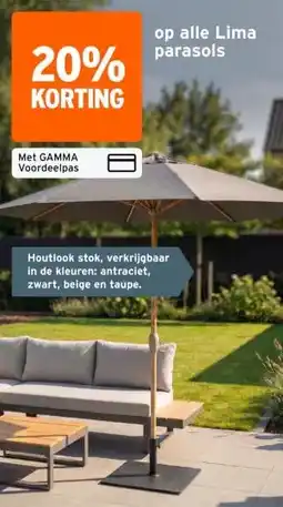 GAMMA op alle Lima parasols aanbieding