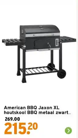 GAMMA American BBQ Jaxon XL houtskool BBQ metaal zwart 70 x 46 cm aanbieding