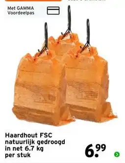 GAMMA Haardhout FSC natuurlijk gedroogd in net 6.7 kg aanbieding