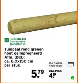 GAMMA Tuinpaal rond grenen hout geïmpregneerd aanbieding