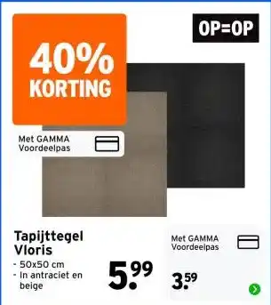 GAMMA Tapijttegel Vloris aanbieding