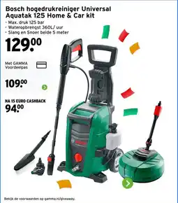 GAMMA Bosch hogedrukreiniger Universal Aquatak 125 Home & Car kit aanbieding