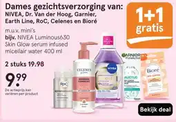 Etos Dames gezichtsverzorging van: NIVEA, Dr. Van der Hoog, Garnier, Earth Line, RoC, Celenes en Bioré aanbieding