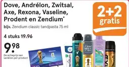 Etos Dove, Andrélon, Zwitsal, Axe, Rexona, Vaseline, Prodent en Zendium' aanbieding