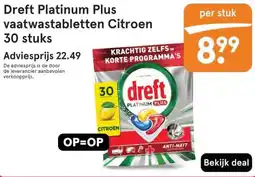 Etos Dreft Platinum Plus vaatwastabletten Citroen aanbieding