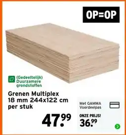 GAMMA Grenen Multiplex 18 mm 244x122 cm aanbieding