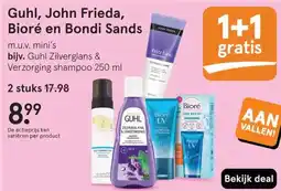Etos Guhl, John Frieda, Bioré en Bondi Sands aanbieding