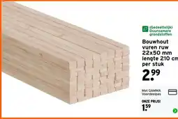 GAMMA Bouwhout vuren ruw 22x50 mm lengte 210 cm aanbieding