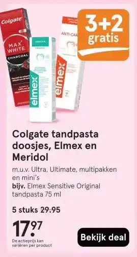 Etos Colgate tandpasta doosjes, Elmex en Meridol aanbieding