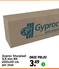 GAMMA Gyproc Stucplaat 9.5 mm RK 200x40 cm aanbieding