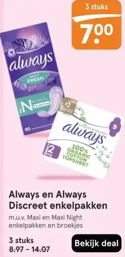 Etos Always en Always Discreet enkelpakken aanbieding