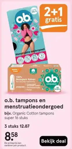 Etos o.b. tampons en menstruatieondergoed aanbieding