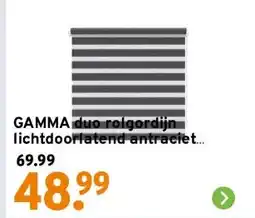 GAMMA GAMMA duo rolgordijn lichtdoorlatend antraciet (kleurnr. 4502) 60x160 cm (bxh) aanbieding