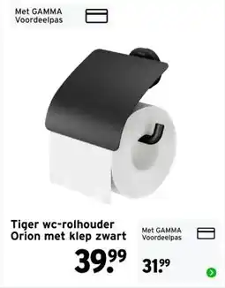 GAMMA Tiger wc-rolhouder Orion met klep zwart aanbieding