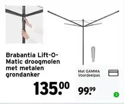 GAMMA Brabantia Lift-O- Matic droogmolen met metalen grondanker aanbieding
