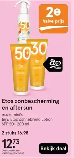 Etos Etos zonbescherming en aftersun aanbieding
