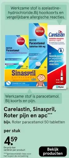 Etos Carelastin, Sinaspril, Roter pijn en apc aanbieding
