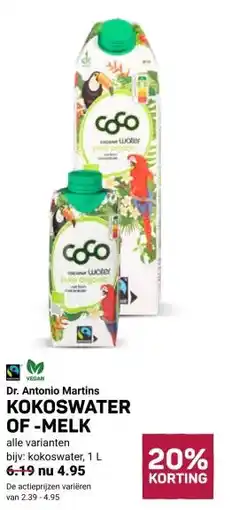 Ekoplaza KOKOSWATER OF-MELK aanbieding