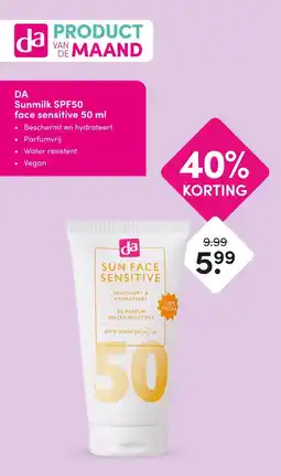 DA DA Sunmilk SPF50 face sensitive 50 ml aanbieding