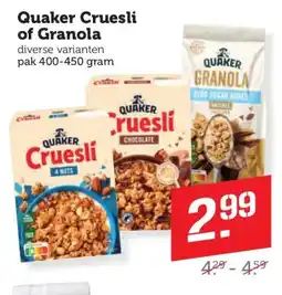 Coop Quaker Cruesli of Granola aanbieding
