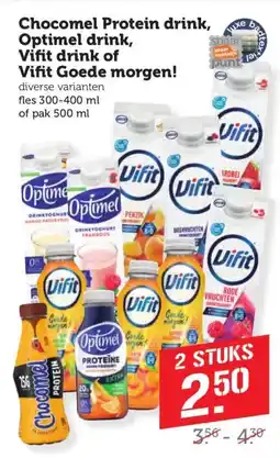 Coop Chocomel Protein drink, Optimel drink, Vifit drink of Vifit Goede morgen! aanbieding