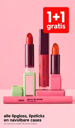 HEMA alle lipgloss, lipsticks en navulbare cases aanbieding