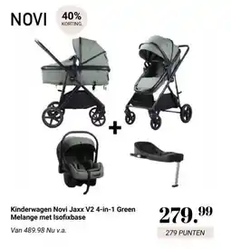 Van Asten BabySuperstore Kinderwagen Novi Jaxx V2 4-in-1 Green Melange met Isofixbase aanbieding