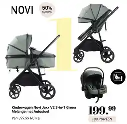 Van Asten BabySuperstore Kinderwagen Novi Jaxx V2 3-in-1 Green Melange met Autostoel aanbieding