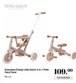 Van Asten BabySuperstore Driewieler/Fietsje Little Dutch 4-in-1 Pink/ Fairy Floral aanbieding
