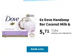 Plein.nl 6x Dove Handzeep Bar Coconut Milk & aanbieding