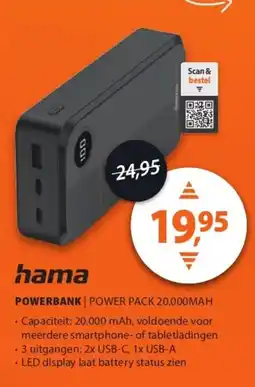 Expert hama POWERBANK | POWER PACK 20.000MAH aanbieding