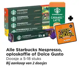 Jumbo Alle Starbucks Nespresso, oploskoffie of Dolce Gusto aanbieding